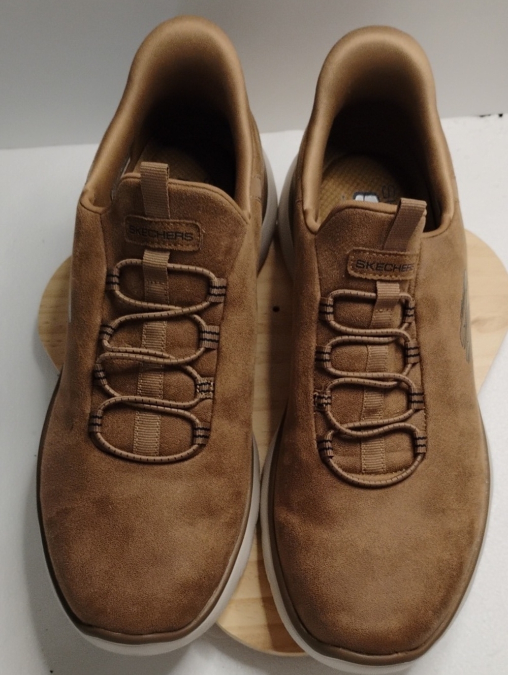Skechers Men's Slip-On Suede-Look Sneakers in Brown